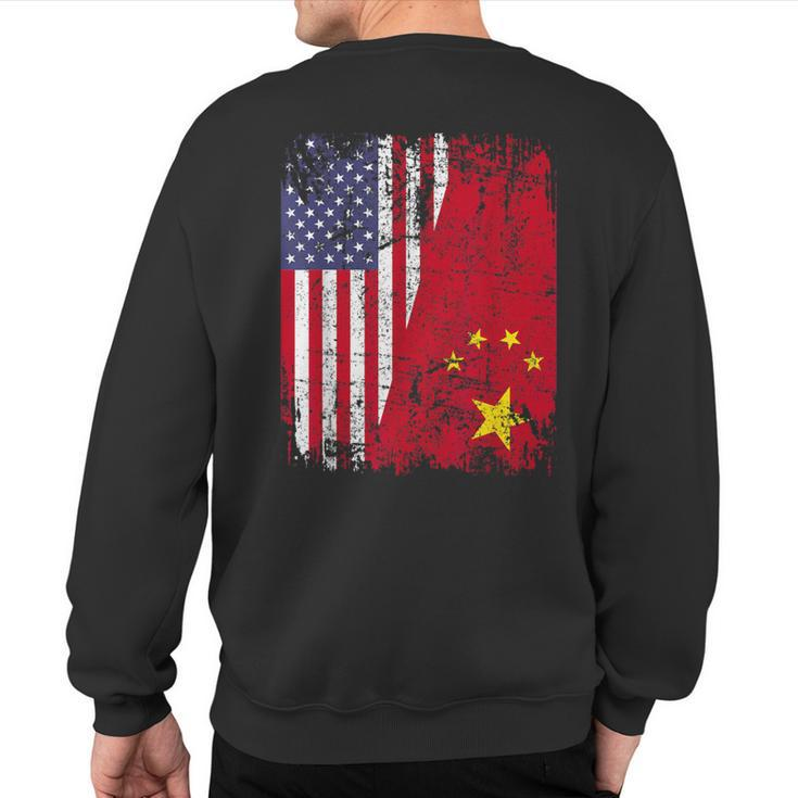 Chinese Roots Half American Flag Usa China Flag Sweatshirt Back Print