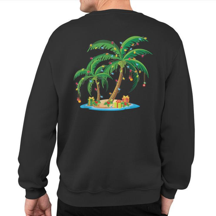 Christmas Palm Tree Tropical Xmas Coconut Lights Pajama Sweatshirt Back Print