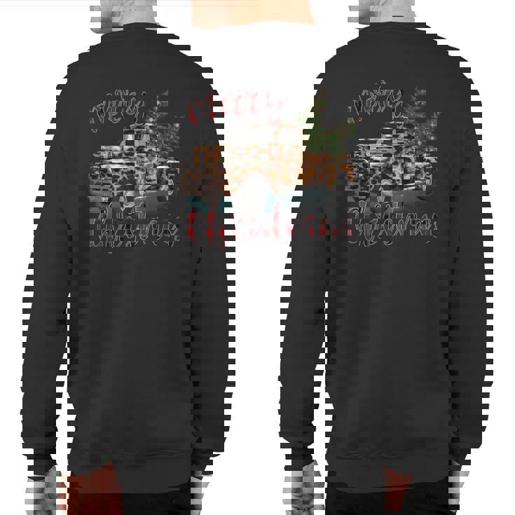 Christmas Tree Leopard Truck Merry Christmas Family Xmas Sweatshirt Back Print