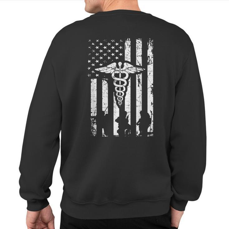 Combat Medic Us Flags Usa American Military Sweatshirt Back Print