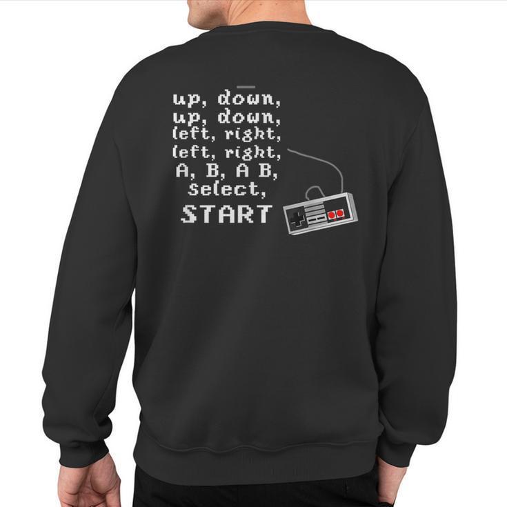 Contra Cheat Code Up Down Left Right A B Select Start Gamer Sweatshirt Back Print