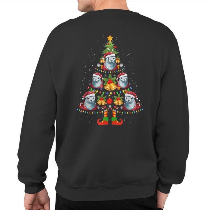 Crabeater Seal Santa Hat Christmas Tree Light Xmas Pajama Sweatshirt Back Print