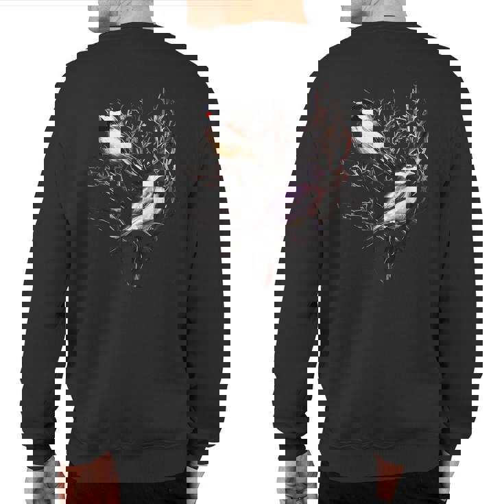 Cute Black Capped Chickadees In Branches Sweatshirt Back Print