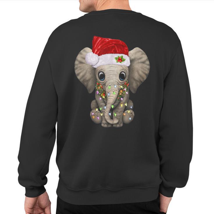 Cute Elephant Christmas Light Elephant Lover Xmas Sweatshirt Back Print