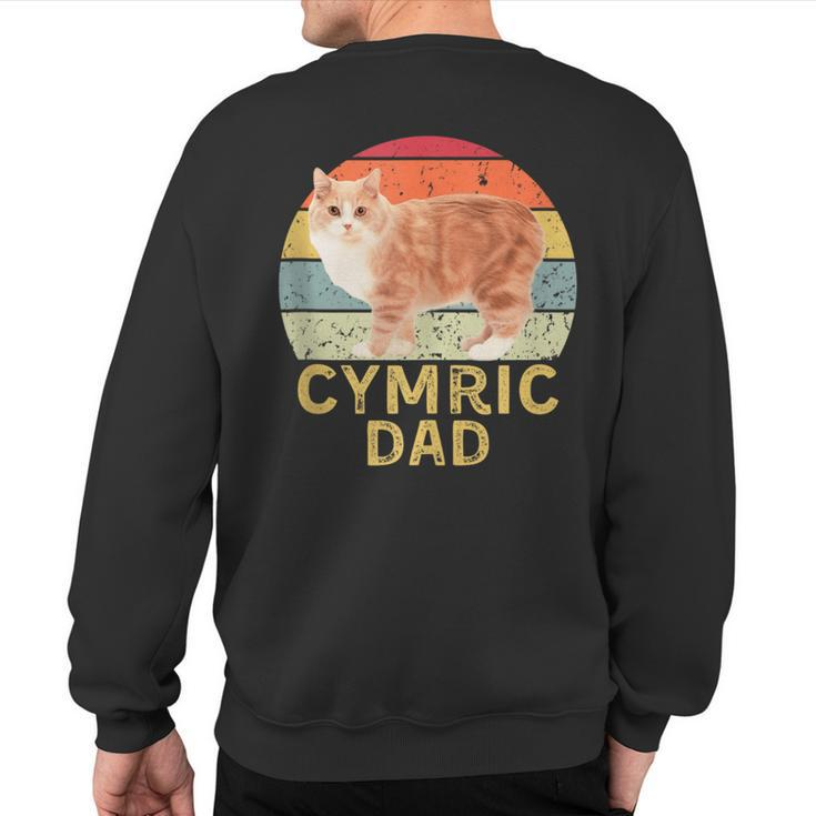 Cymric Cat Dad Retro Vintage Cats Lovers & Owners Sweatshirt Back Print