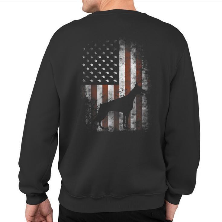 Doberman Pinscher American Flag Patriotic Sweatshirt Back Print