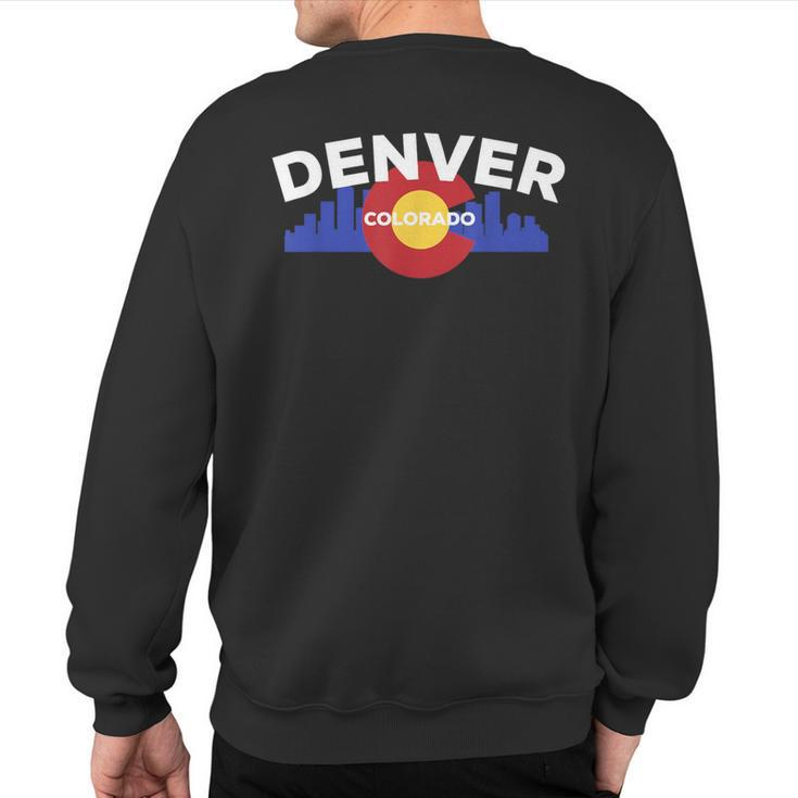 Downtown Denver Colorado Flag Skyline Sweatshirt Back Print