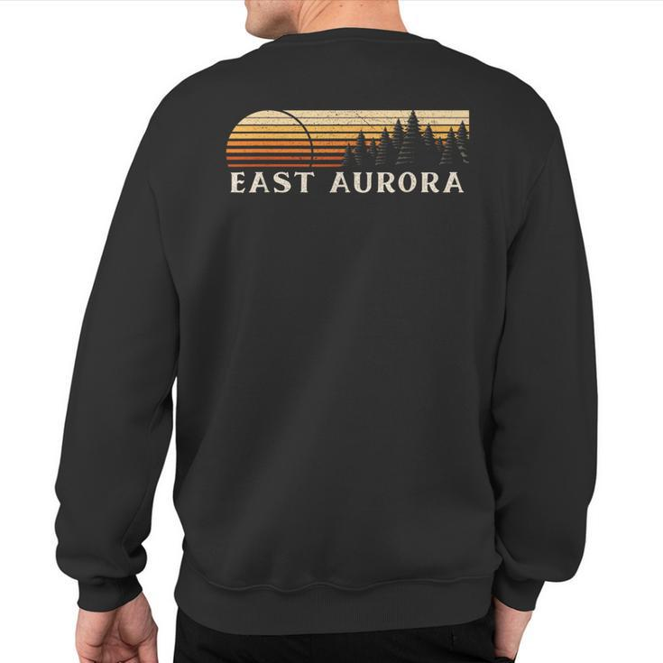 East Aurora Ny Vintage Evergreen Sunset Eighties Retro Sweatshirt Back Print