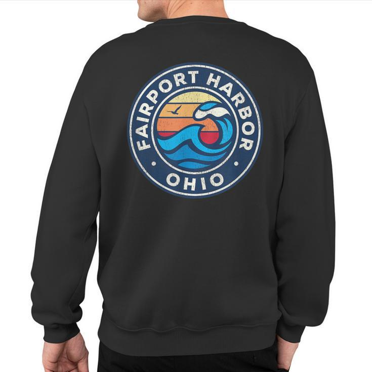 Fairport Harbor Ohio Oh Vintage Nautical Waves Sweatshirt Back Print
