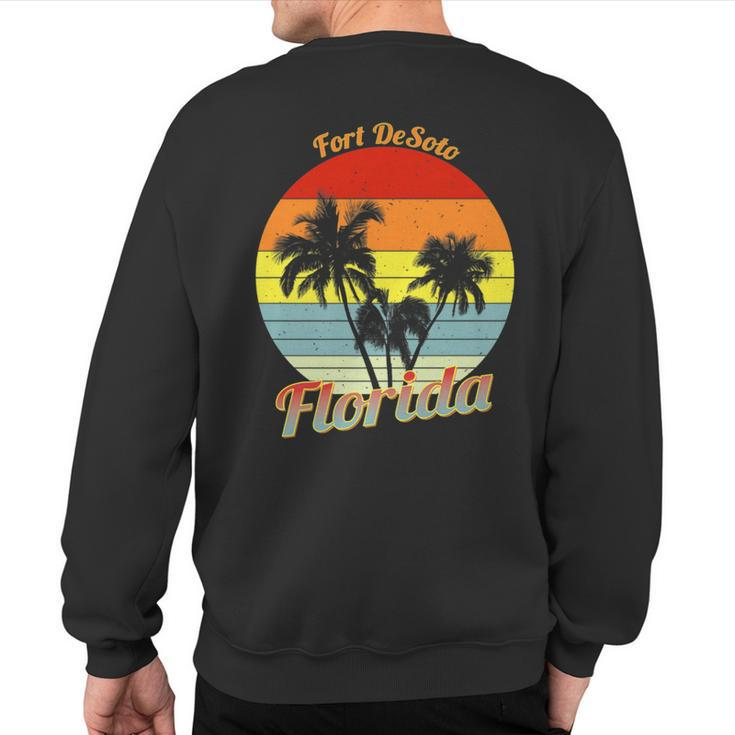 Fort Desoto Florida Retro Tropical Palm Trees Vacation Sweatshirt Back Print