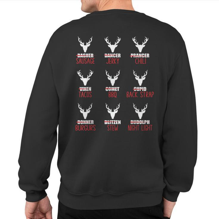 Christmas Santa Reindeer List Pajamas For Deer Hunters Sweatshirt Back Print