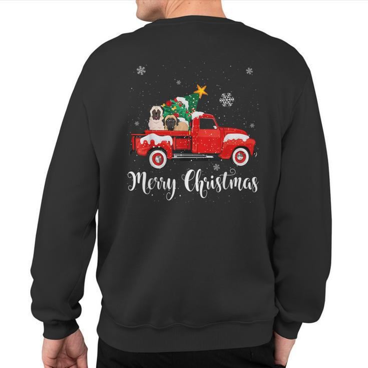 Mastiff Ride Red Truck Christmas Pajama Sweatshirt Back Print