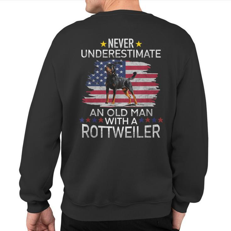 Never Underestimate An Old Man With A Rottweiler Sweatshirt Back Print