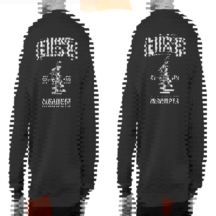 Gloucester Ma Fisherman Statue Sweatshirt Back Print