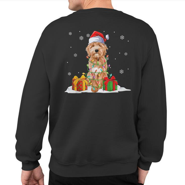 Goldendoodle Santa Christmas Tree Lights Xmas Pajama Dogs Sweatshirt Back Print