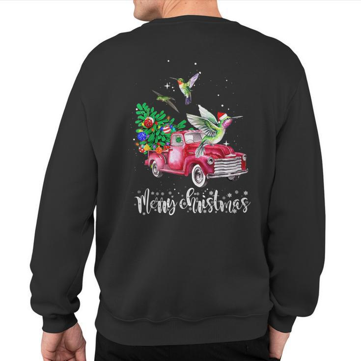 Hummingbird Christmas Ride Red Truck Sweatshirt Back Print