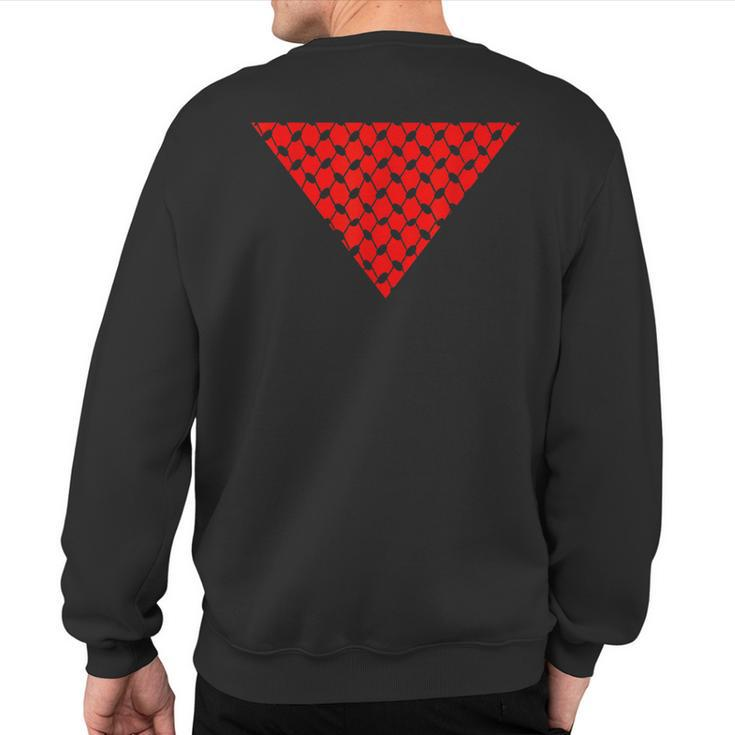 Inverted Red Triangle With Patterns Sweatshirt Back Print