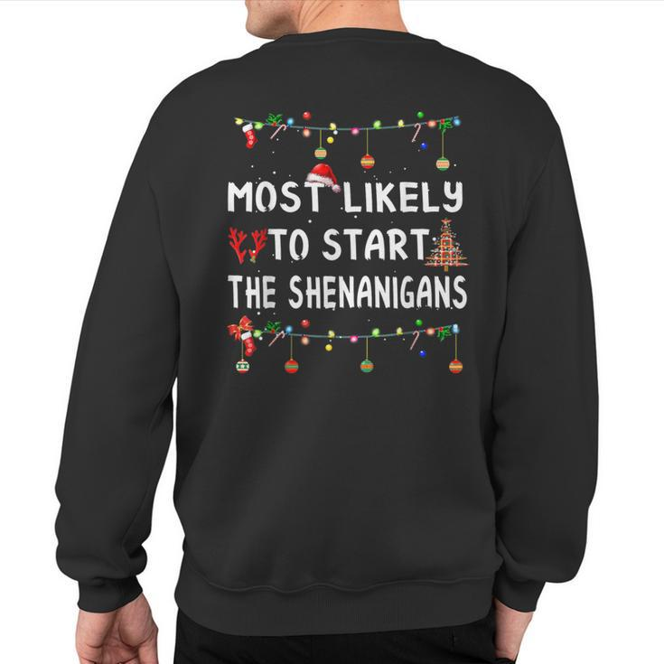 Most Likely To Christmas Matching Family Pajamas Sweatshirt Back Print