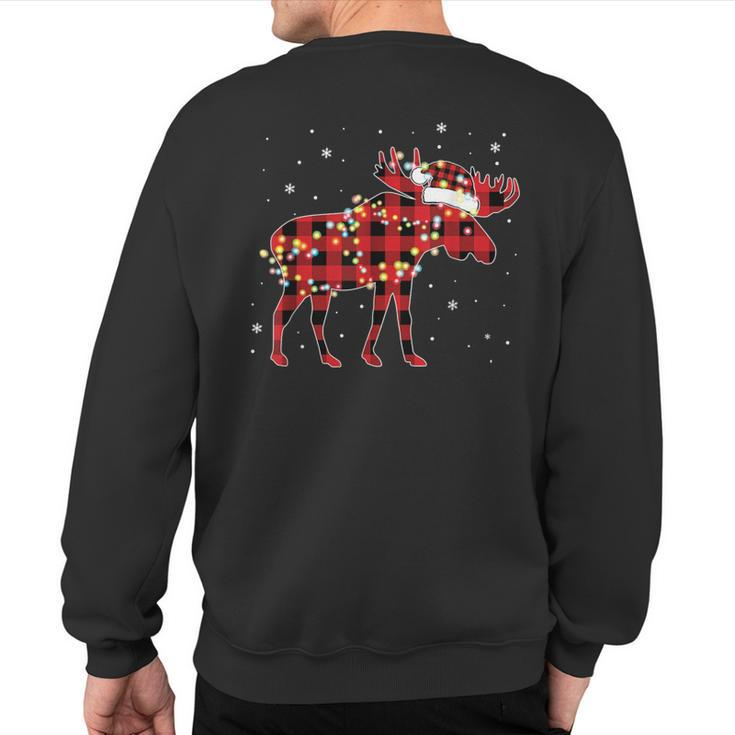 Moose Christmas Red Plaid Buffalo Pajama Matching Sweatshirt Back Print
