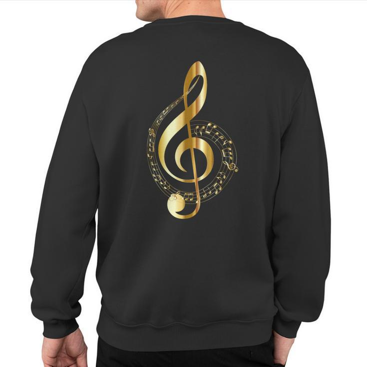 Music Note Gold Treble Clef Musical Symbol For Musicians Sweatshirt Back Print