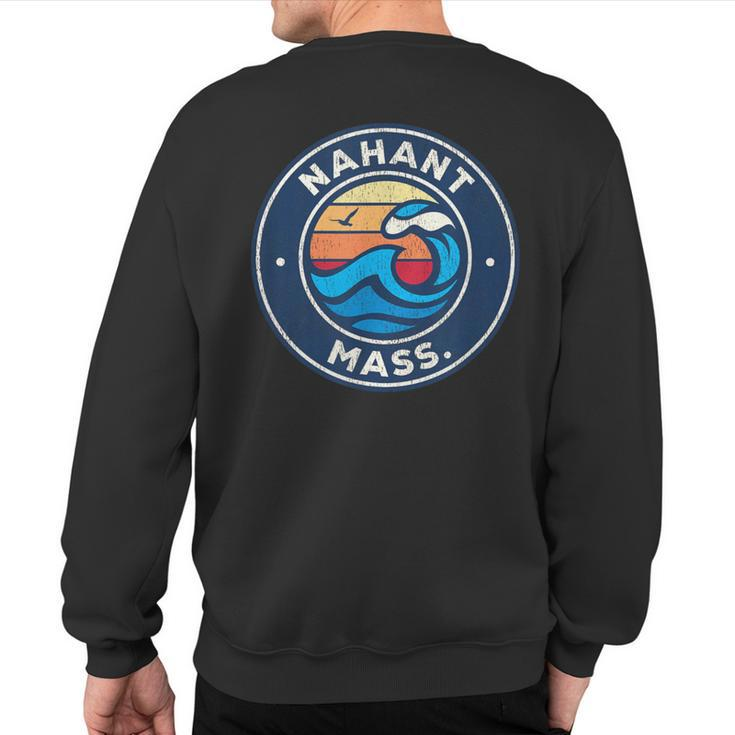 Nahant Massachusetts Ma Vintage Nautical Waves Sweatshirt Back Print
