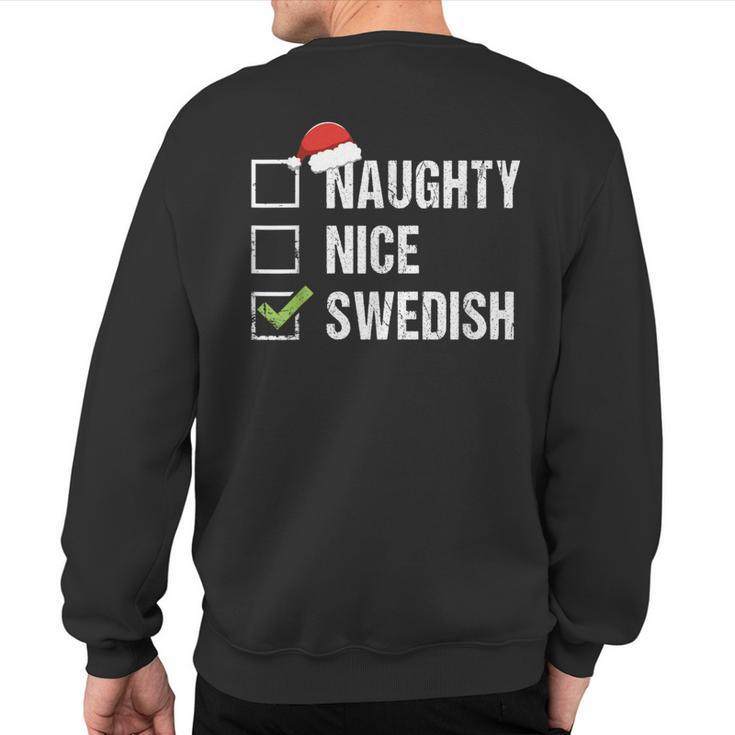 Naughty Nice Swedish Santa Hat Christmas Sweatshirt Back Print