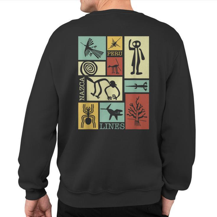 Nazca Lines Peru Geoglyph Monkey Astronaut Spider Retro Sweatshirt Back Print