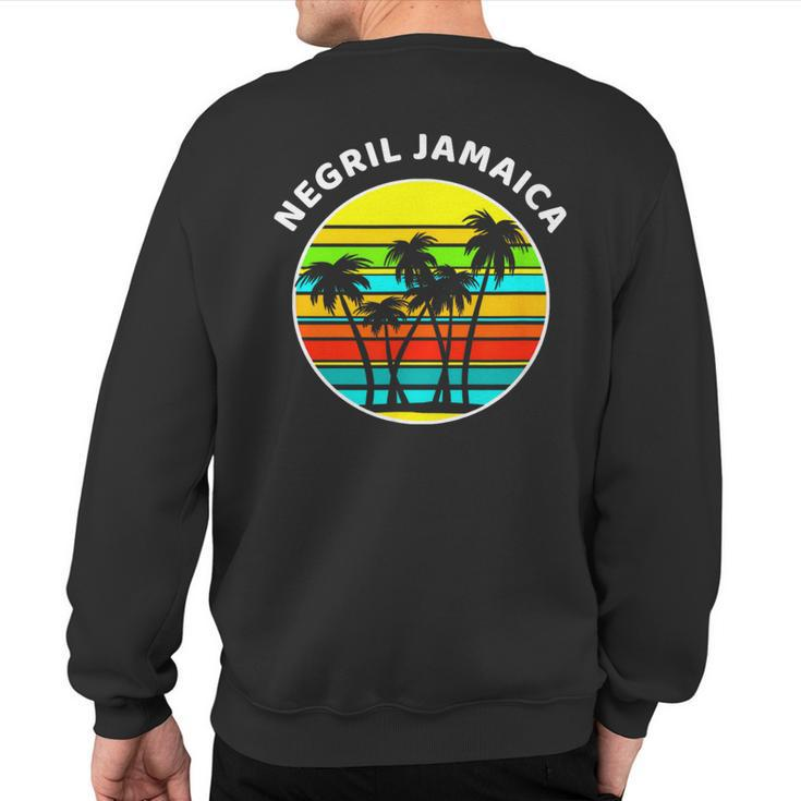 Negril Jamaica Palm Trees Silhouette Sunset Jamaica Sweatshirt Back Print
