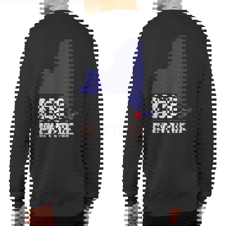 New York Area Code 838 New York Ny Map Sweatshirt Back Print