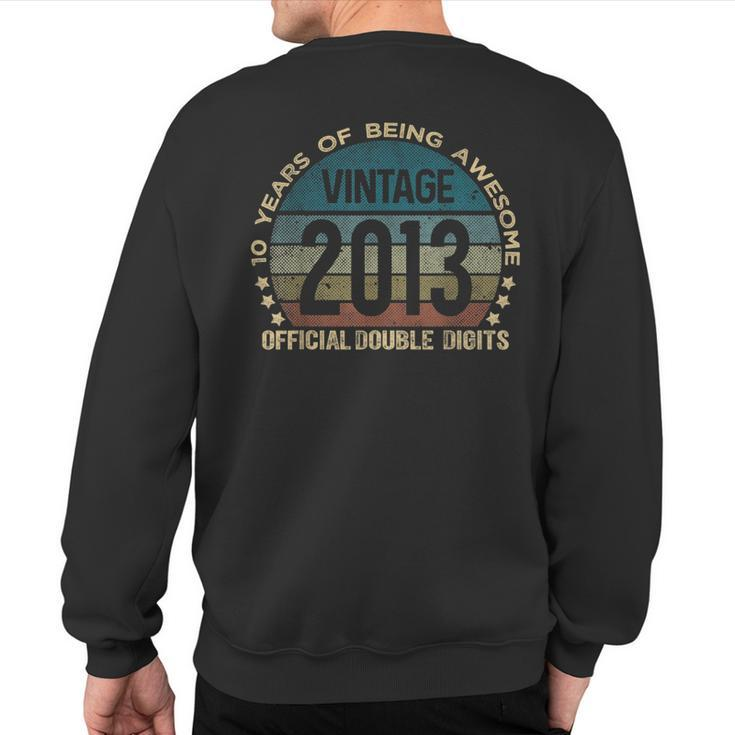 Official Double Digits 10Th Birthday 10 Year Old Vintage Sweatshirt Back Print