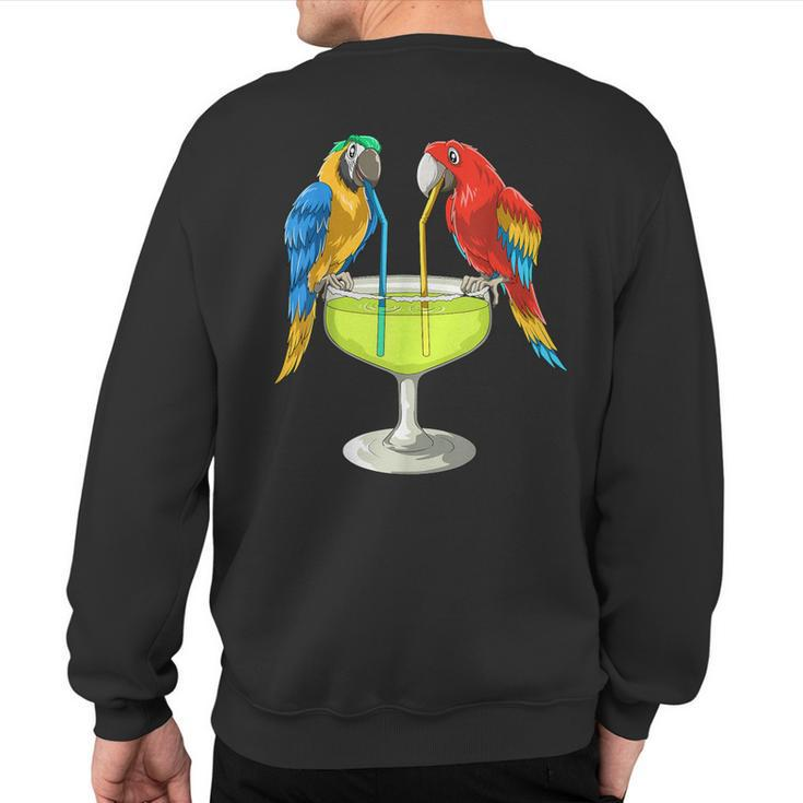 Parrots Drinking Margarita Hawaiian Vacation Beach Party Sweatshirt Back Print
