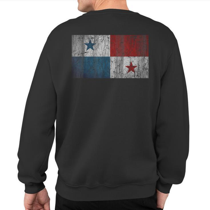 Patriotic Retro Flag Of Panama Distressed Sweatshirt Back Print