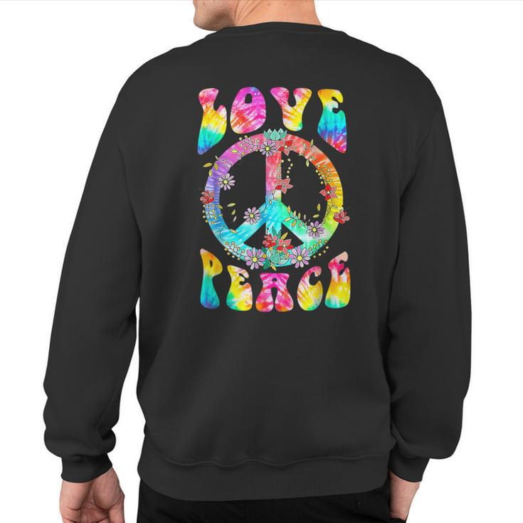 Peace Sign Love 60'S 70'S Tie Dye Hippie Costume Sweatshirt Back Print