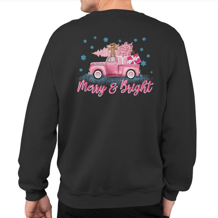 Pink Tree Christmas Merry And Bright Pink Truck Xmas Costume Sweatshirt Back Print