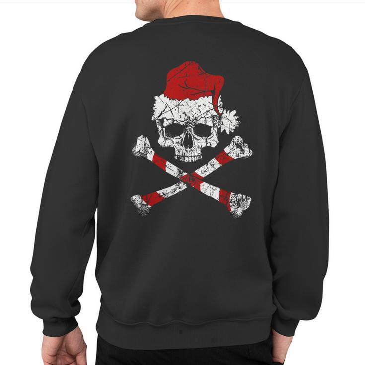 Pirate Christmas Jolly Roger Santa Hat Sweatshirt Back Print