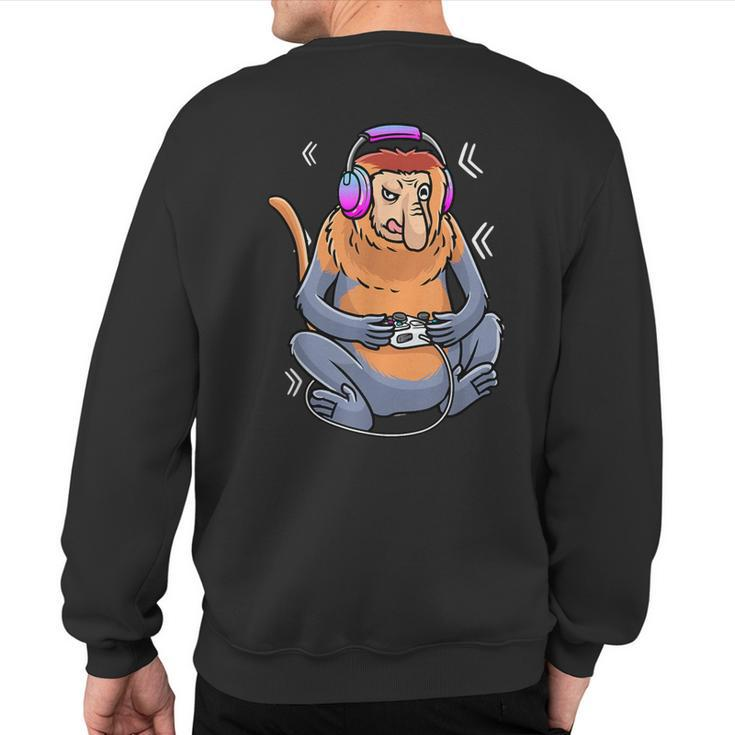 Proboscis Monkey Video Game Gaming Gamer Long-Nosed Monkey Sweatshirt Back Print
