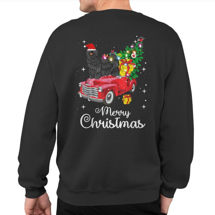 Puli Ride Red Truck Christmas Pajama Dog Sweatshirt Back Print