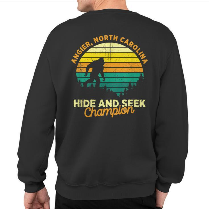 Retro Angier North Carolina Big Foot Souvenir Sweatshirt Back Print