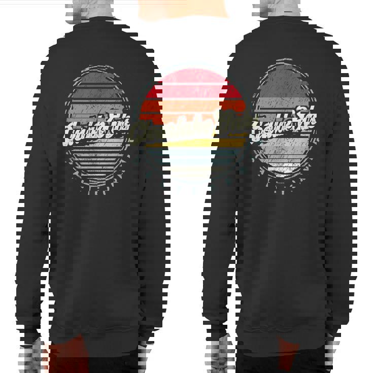 Retro Clearlake Oaks Home State Cool 70S Style Sunset Sweatshirt Back Print