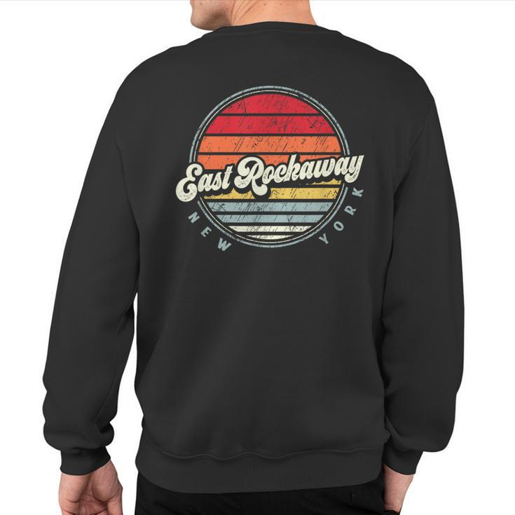 Retro East Rockaway Home State Cool 70S Style Sunset Sweatshirt Back Print