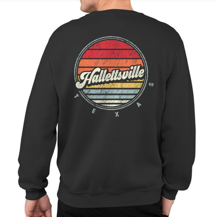 Retro Hallettsville Home State Cool 70S Style Sunset Sweatshirt Back Print