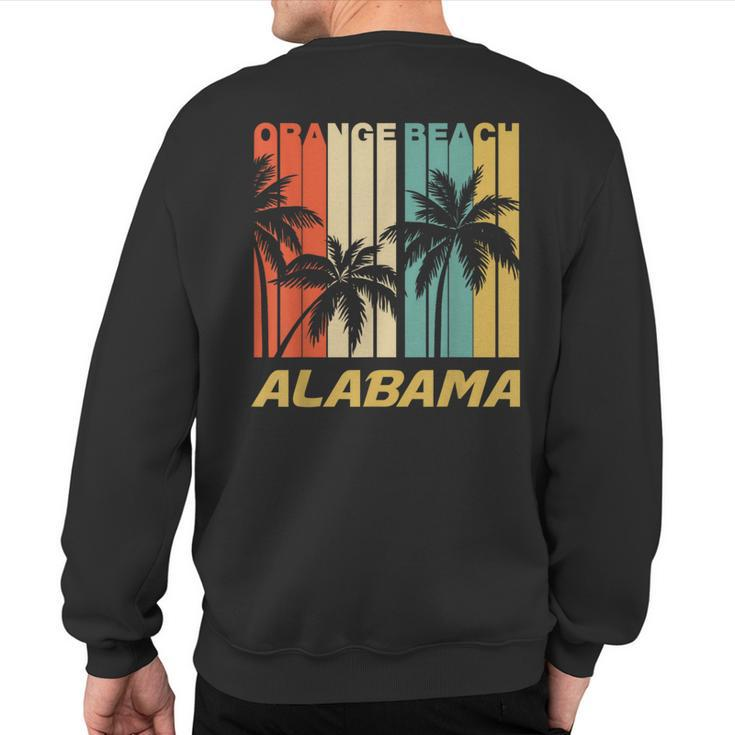 Retro Orange Beach Alabama Palm Trees Vacation Sweatshirt Back Print