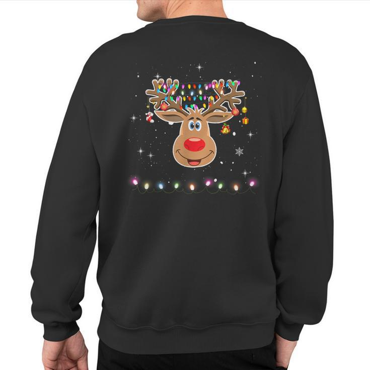 Rudolph Red Nose Reindeer Snow-Snowflakes Sweatshirt Back Print