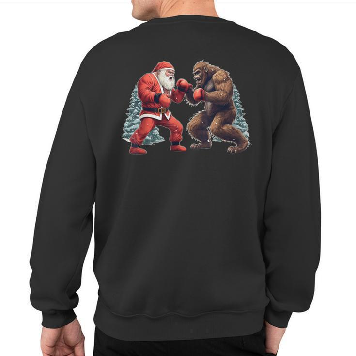 Santa Claus Boxing Bigfoot Sasquatch Christmas Sweatshirt Back Print