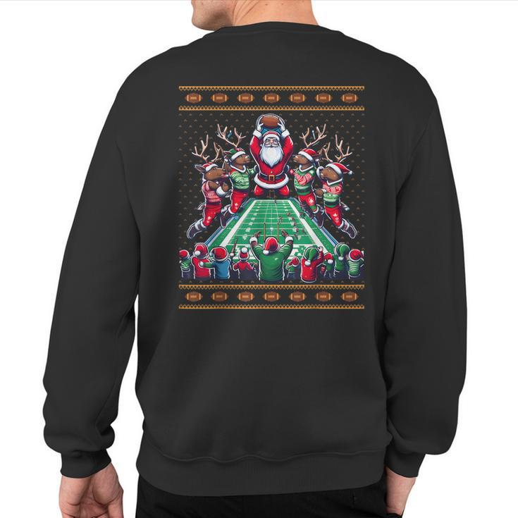 Santa Reindeer Play American Football Christmas Football Fan Sweatshirt Back Print