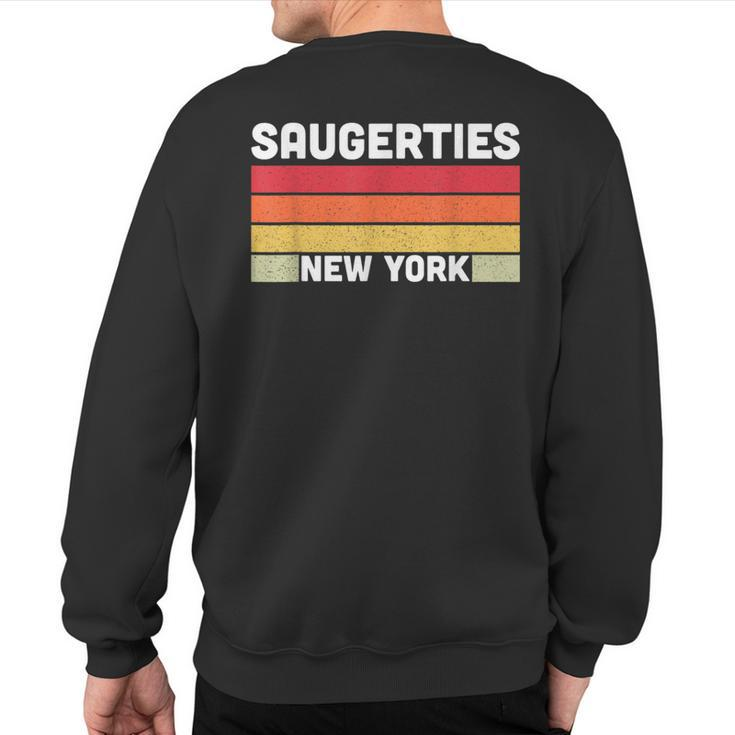 Saugerties Ny New York City Home Roots Retro 80S Sweatshirt Back Print