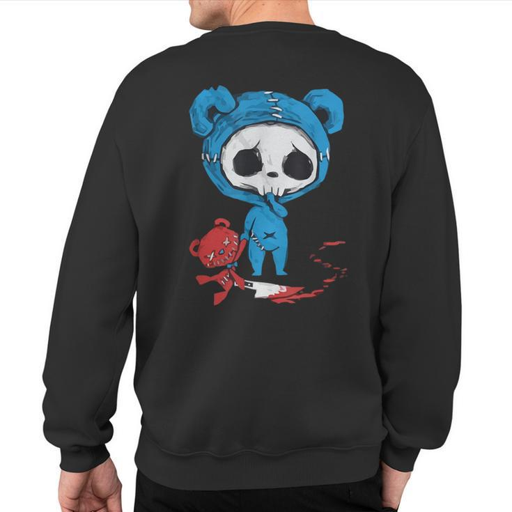 Scary Skeleton With Bloody Voodoo Doll Bear Fairy Grunge Alt Sweatshirt Back Print