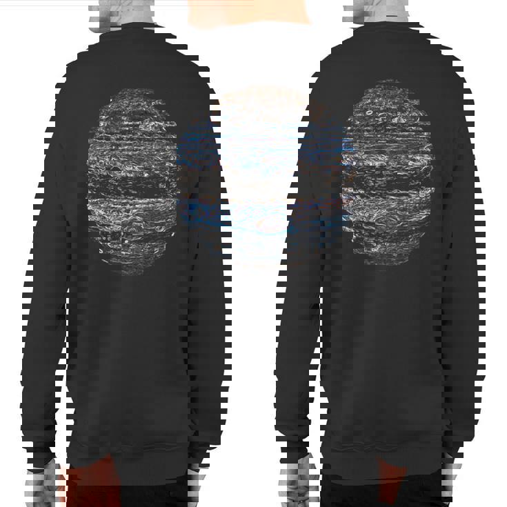 Sci-Fi Space Tourism Futuristic Neon Planet Jupiter Sweatshirt Back Print