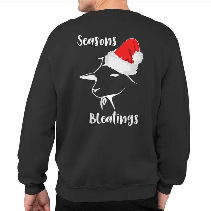 Seasons Bleatings Christmas Goat Santa Hat Sweatshirt Back Print