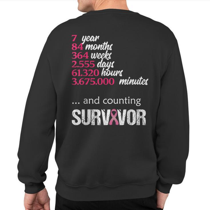 Seven 7 Years Survivor Breast Cancer Awareness Sweatshirt Back Print